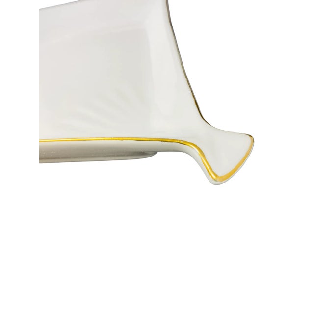 Vintage Uchiwa Fan Shaped Porcelain Plates With Gold Edge a Set of 4 For Sale - Image 9 of 12