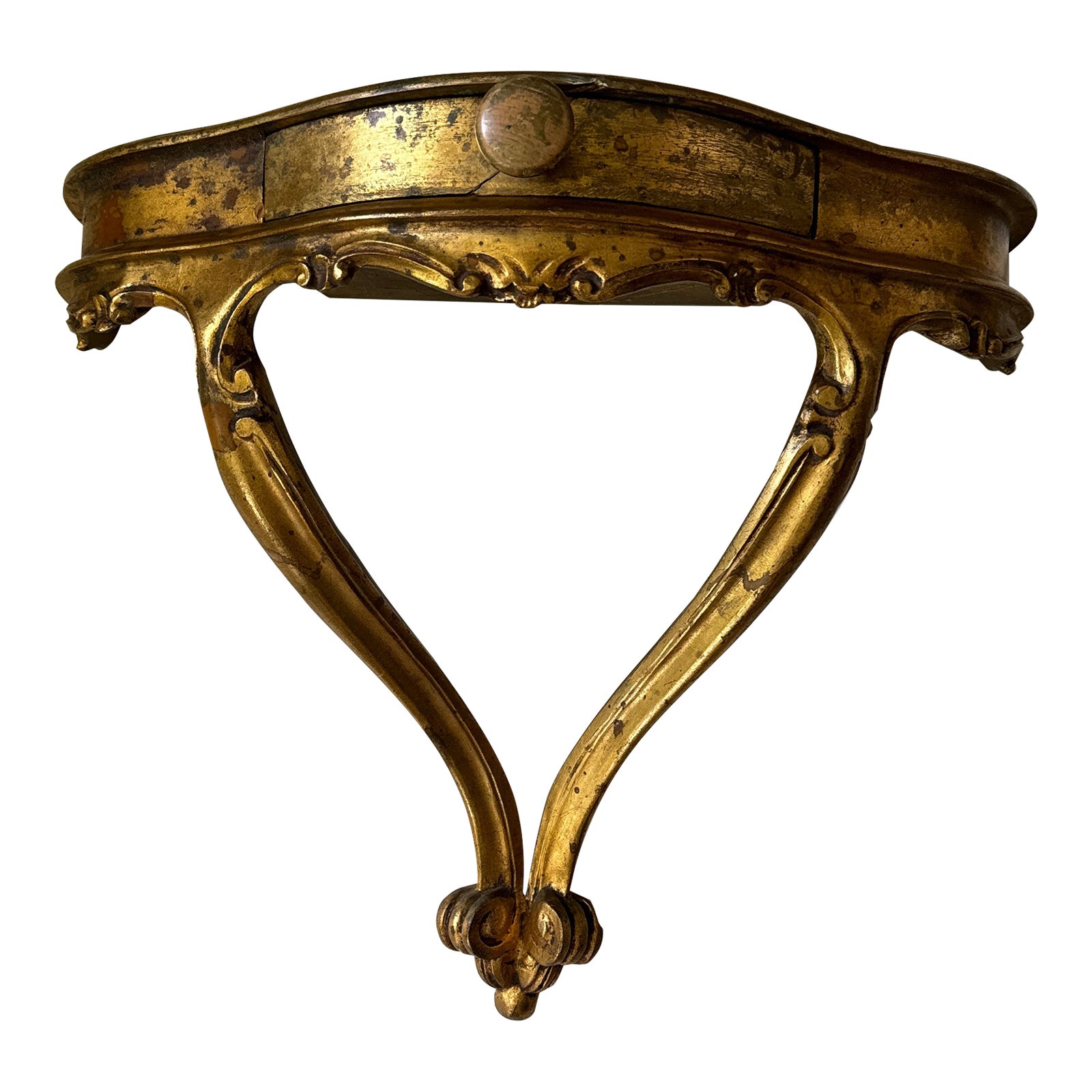 1990s Italian Gilt Wall Mounted Shelf Table | Chairish