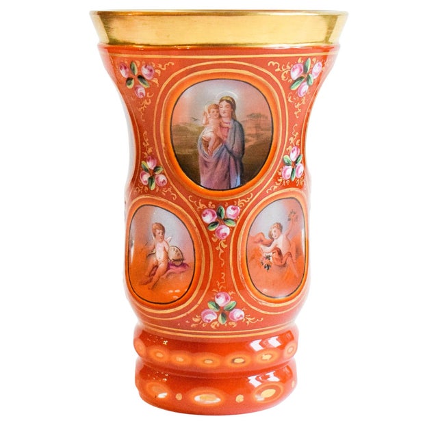 Orange Virgin Mary with Child Cup, 1800s For Sale - Image 8 of 8