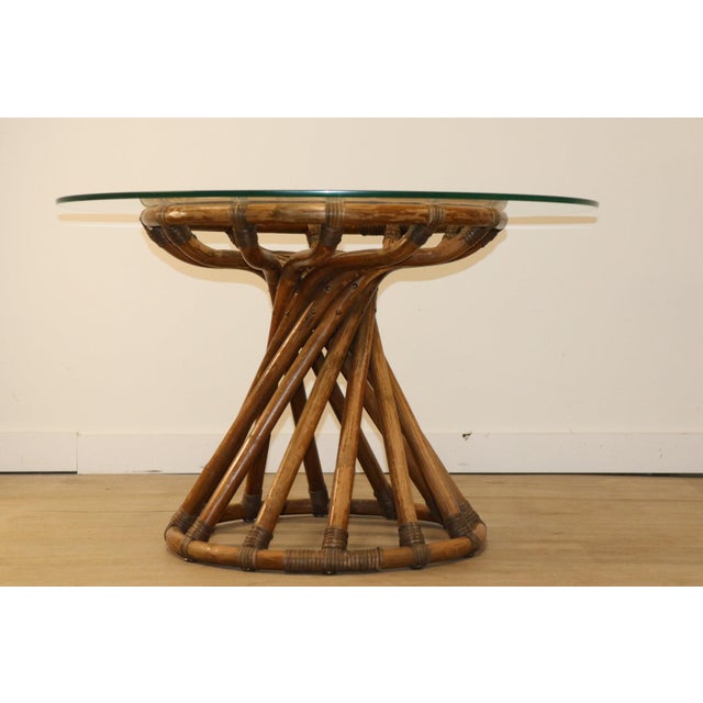 Mid-Century Modern Bamboo and Glass Table by Bernard Govin for Eguizier, 1970s For Sale - Image 3 of 18