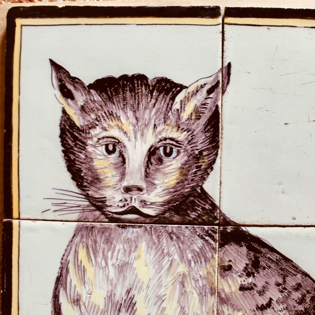 Antique Delft Tile Cat: A Six Tile Panel For Sale - Image 4 of 12