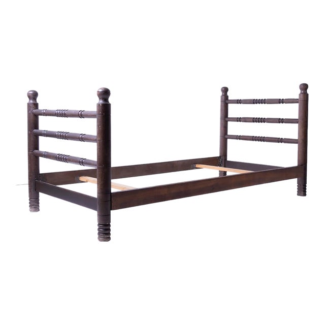 1940's French Carved Wood Bed by Charles Dudouyt For Sale