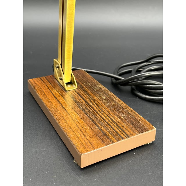 Vintage Brass Bankers Lamp with Wood Veneer Base by Pfäffle, 1960s For Sale - Image 16 of 17