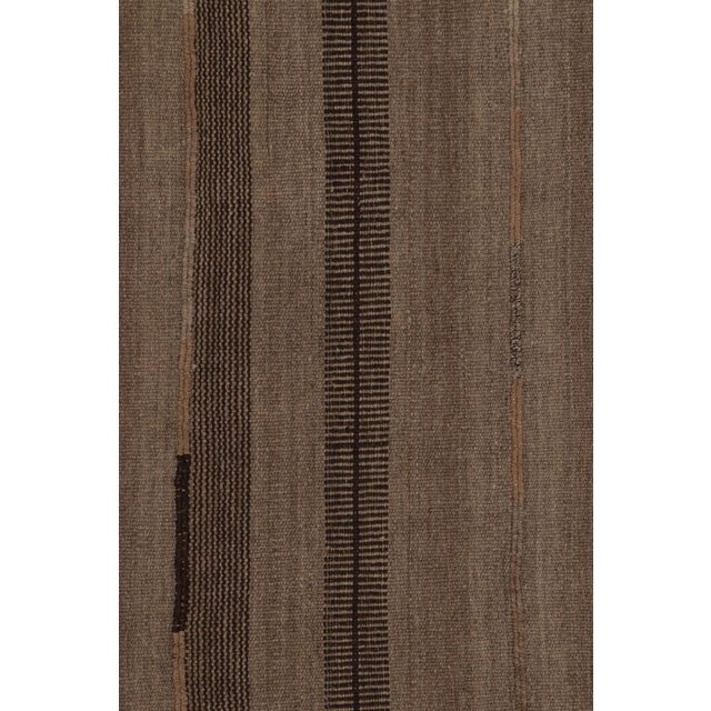 Vintage Persian Kilim, Earth-Toned Monochromatic Vertical Stripes For Sale In New York - Image 6 of 8