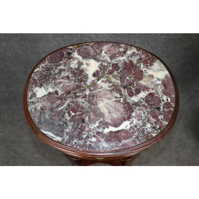 Pair of Early 20th C. French Louis XVI Bronze Mounted Marble Top Nightstands For Sale - Image 11 of 15