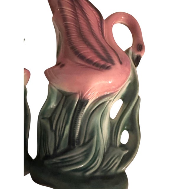 Vintage 1950’s Stanford Ware Pink Flamingo Vases - A Pair. These mid-century ceramic flamingo vases have the distinctive...