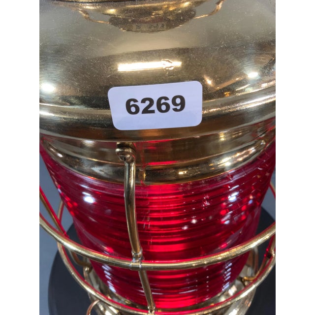 Wood Solid Brass Ship's Lantern by F.H. Lovell Co. of Arlington, New Jersey For Sale - Image 7 of 7