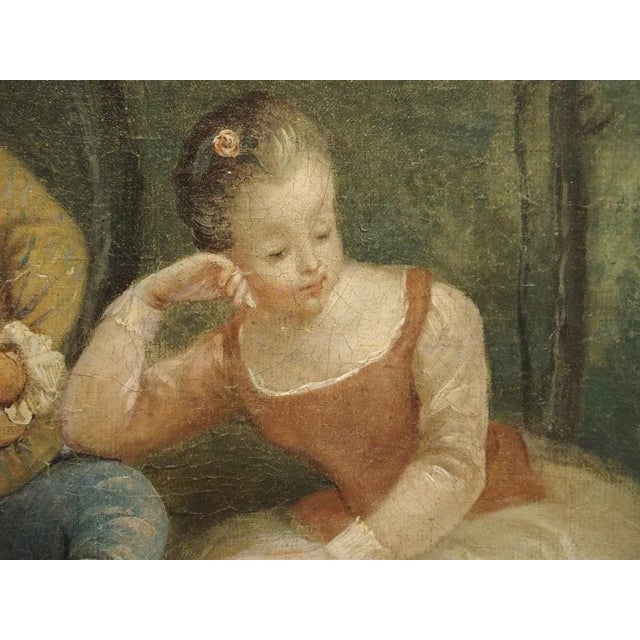18th Century French Genre Scene Overdoor Painting, Circa 1770 For Sale - Image 10 of 13