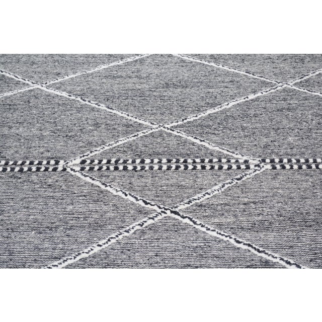 Contemporary 1990s Moroccan Hand Knotted Beni Ourain Rug With Organic Wool and Soft Texture,12'X15' For Sale - Image 3 of 7