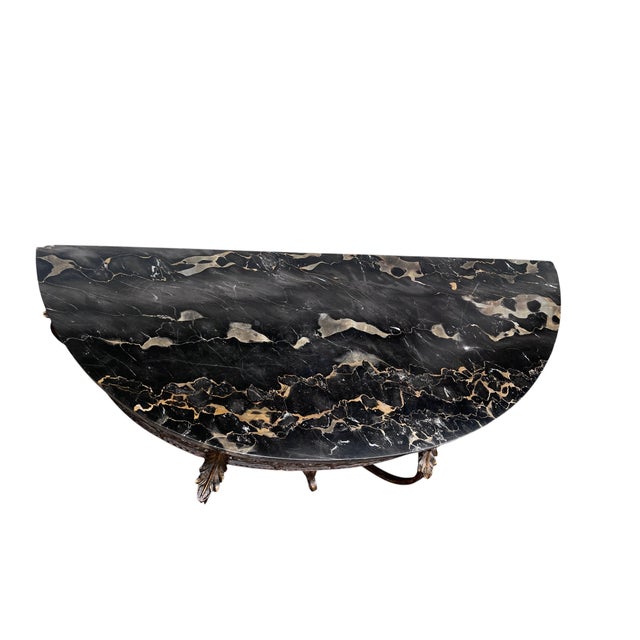 Black Early 20th Century Oscar Bach Style Marble Top Iron Console Iron Mirror For Sale - Image 8 of 18