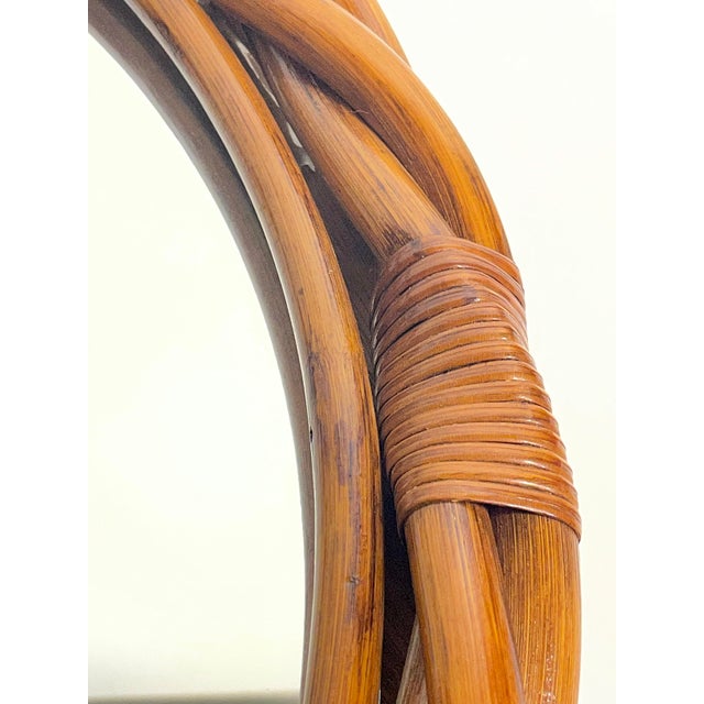 Vintage French Twisted Rattan Round Wall Mirror, 1970s For Sale - Image 10 of 15