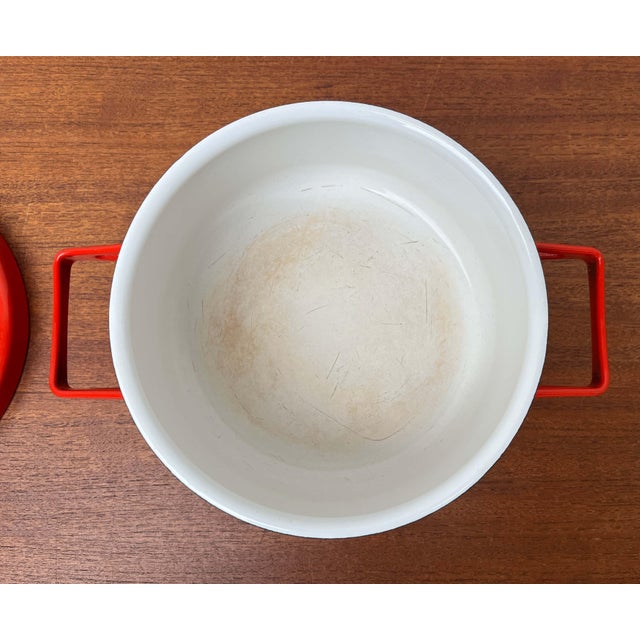 Mid-Century Modern Red Enamel Pot by Seppo Mallat for Finel, 1960s For Sale - Image 12 of 16