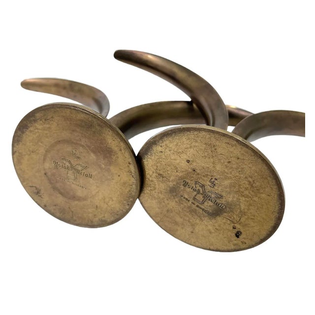 Mid-Century Swedish Brass Candlesticks- a Pair For Sale - Image 6 of 8