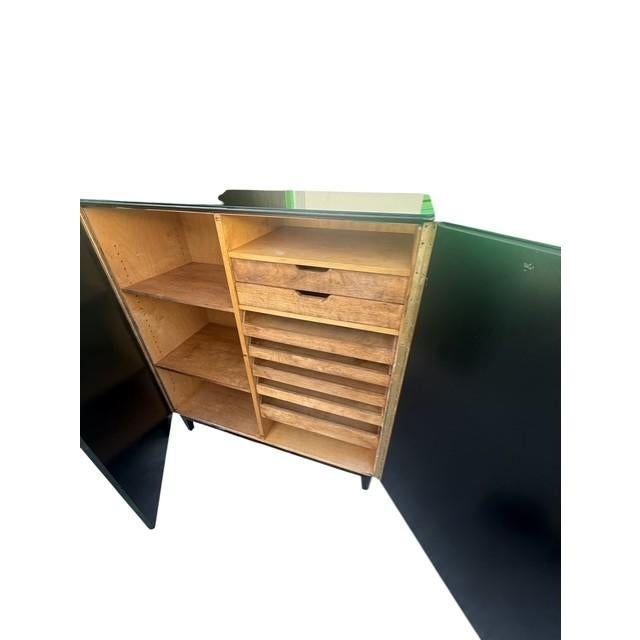1950s Vintage Scandinavian Linen Cabinet Attributed to Bodafors With Black Mirror Top For Sale - Image 5 of 18