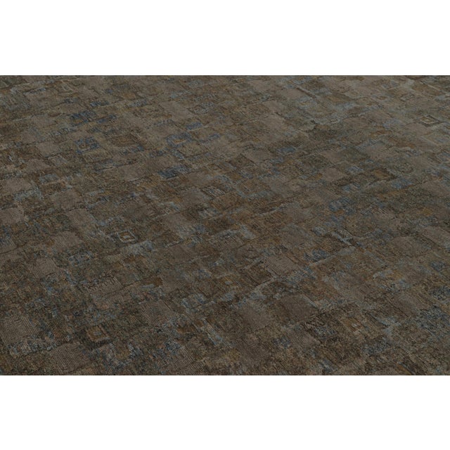 Rug & Kilim Rug & Kilim's Oversized Modern Textural Rug in Brown and Blue Abstract Pattern For Sale - Image 4 of 8