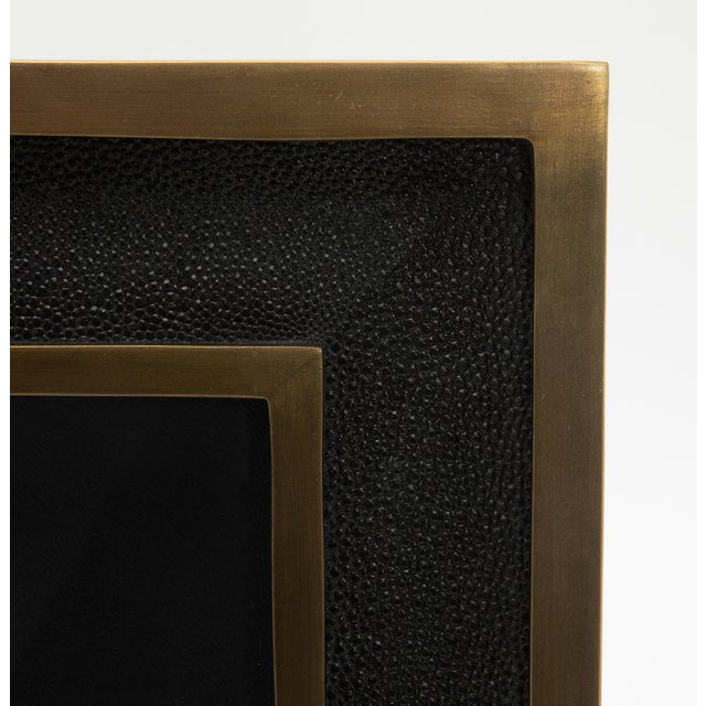 Metal Picture Frame 5x7” in Black Shagreen With Brass Details by Kifu Paris For Sale - Image 7 of 8