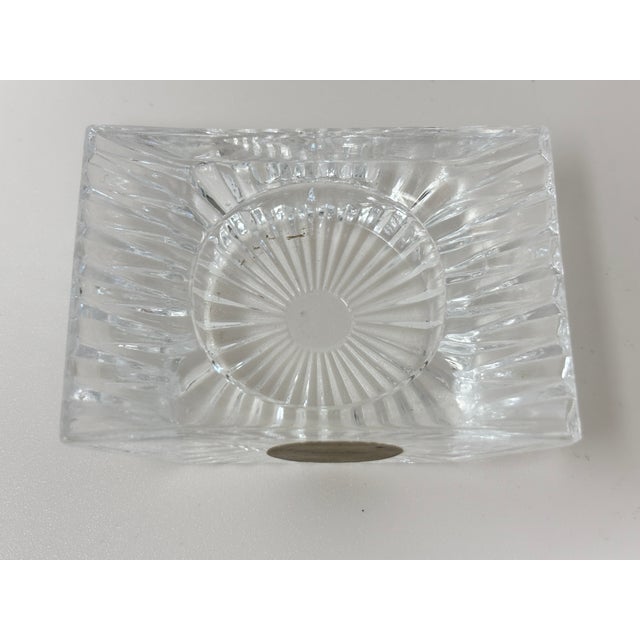 Vintage Cristal France 24% Lead Crystal Square Individual Ashtray Candle Holder For Sale - Image 4 of 7