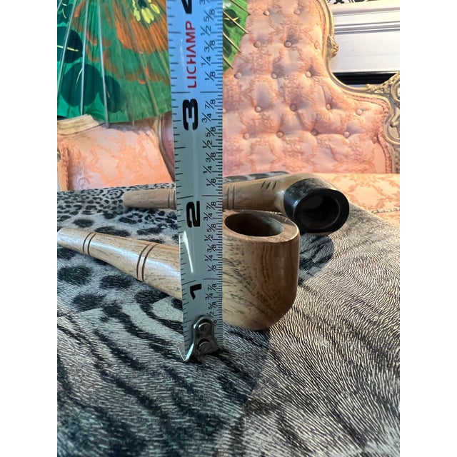 Wood Dominican Wooden Pair of Hand Carved Pipes For Sale - Image 7 of 7