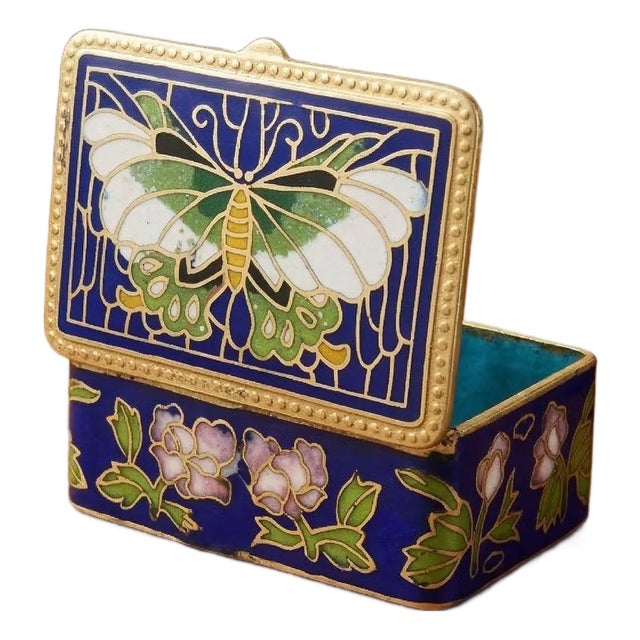 Mid-20th Century Japanese Ginbari Cloisonné Enamel "Papilio" Box For Sale