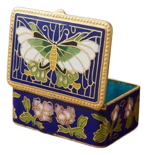 Mid-20th Century Japanese Ginbari Cloisonné Enamel "Papilio" Box