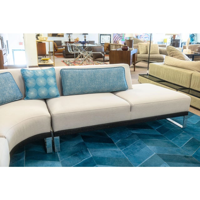 Wood Della Robbia Sodeo Contemporary Modern 3 Piece Chrome & Wood Grey Sectional Sofa For Sale - Image 7 of 8