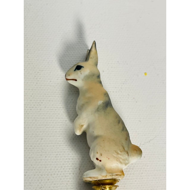 Vintage Rabbit Figurines Lamp Finials - a Pair For Sale - Image 4 of 5