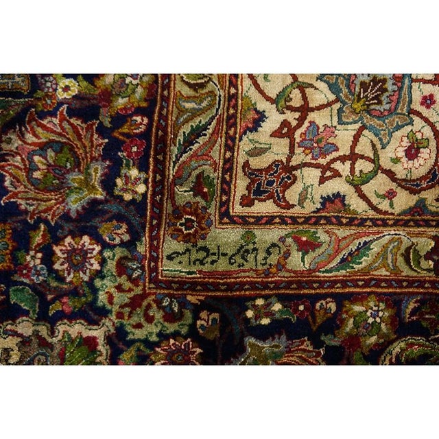 Mid 20th Century Small Traditional Rust Floral Antique Tabriz Knotted Wool Rug For Sale - Image 4 of 7