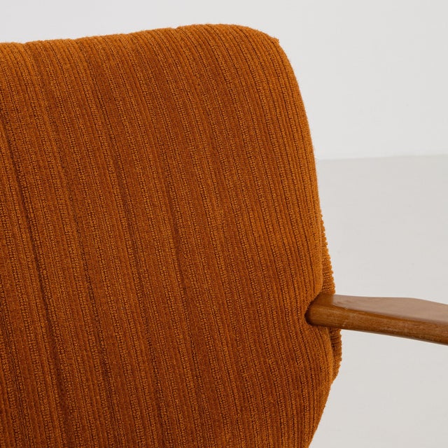 Wood 19th Century France Mid-century Modern Burnt Orange Wood Armchair For Sale - Image 7 of 10