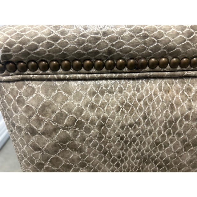 2010s Pair of Lee Industries Bongo Stools - Unique Custom ‘Snakeskin’ Embossed Upholstery For Sale - Image 5 of 6