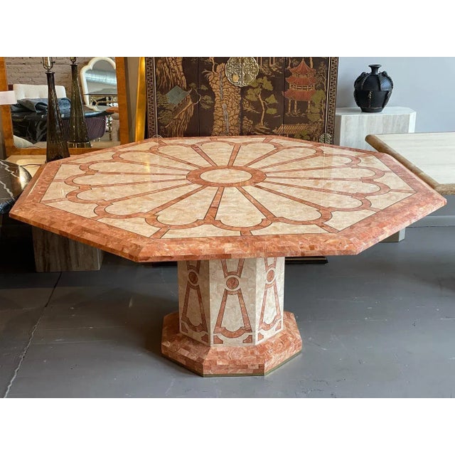 Stone 1980s Vintage Maitland Smith Fossilized Coral Tessellated Stone Dining Table For Sale - Image 7 of 9