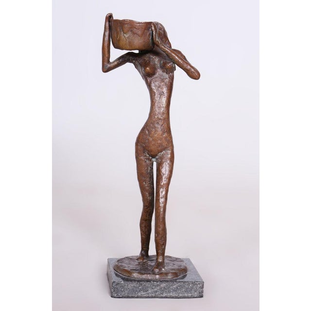 Art Deco Bronze Sculpture of Girl with a Bucket, Czech, 1930s For Sale - Image 9 of 9