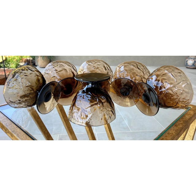 Circa 1960 Seneca Glass "Driftwood" Casual Footed Dessert Cups – Set of 6 For Sale - Image 11 of 13