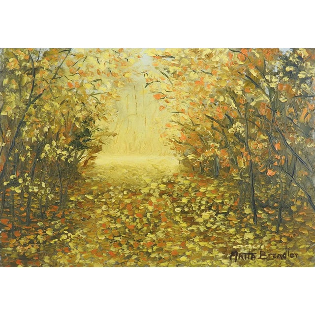 Mid 20th Century Small Fall Leaves Landscape Painting For Sale - Image 4 of 4