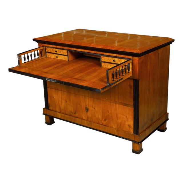 Biedermeier Period 19th Century Walnut Butler's Chest with Drop Front Desk For Sale