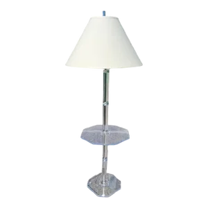 Vintage Lucite Mid Century Modern Magazine Rack Tall Octagonal Floor Lamp Side Table With Shade