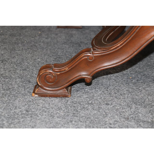 1950s Fine Quality Baker Furniture Carved French Regency X Form Carved Walnut Bench For Sale - Image 5 of 9