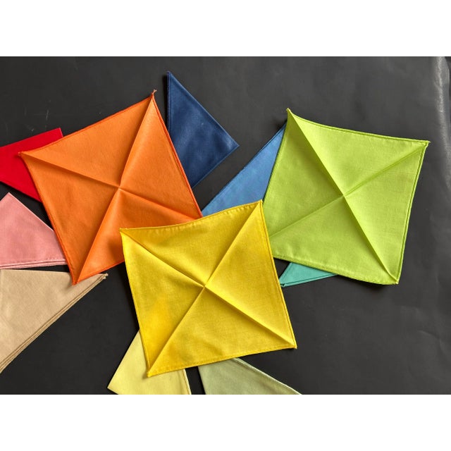1960s Vintage Rainbow Spectrum Color Cloth Cocktail Napkins Set of 11 For Sale - Image 5 of 9