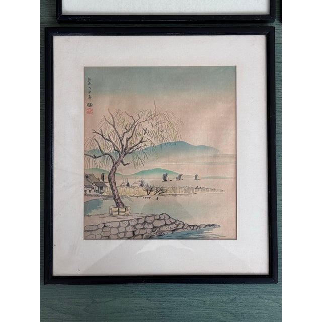 1930s 1930s Tokuriki Tomikichiro Japanese Woodblock Prints, Set of 6, Shin Ōmi Hakkei For Sale - Image 5 of 12