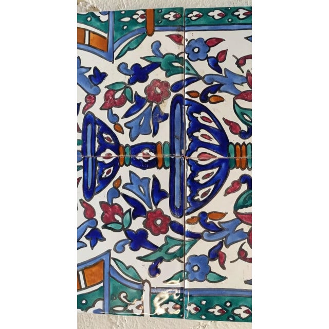 Rustic European Jugendstil Ceramic Tile Panel With Floral Motif, Early 20th Century. For Sale - Image 3 of 8
