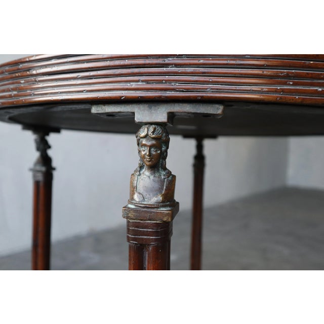 Wood Neoclassical Etched Bronze Round Occasional Table For Sale - Image 7 of 8