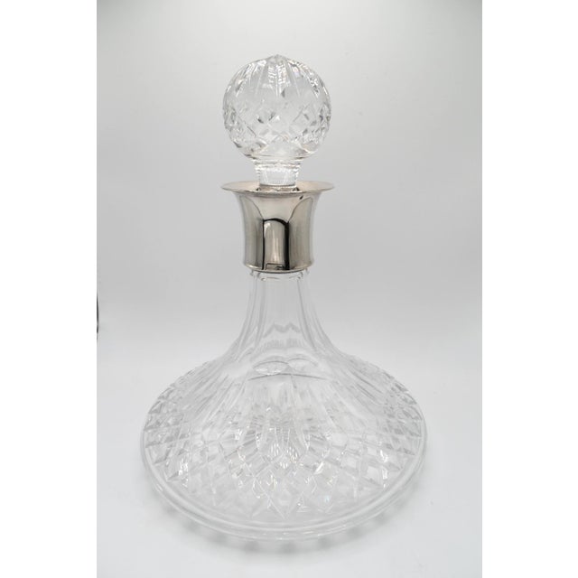 Silver 1920s Irish Cut Crystal Decanter With Sterling Silver Collar For Sale - Image 8 of 14