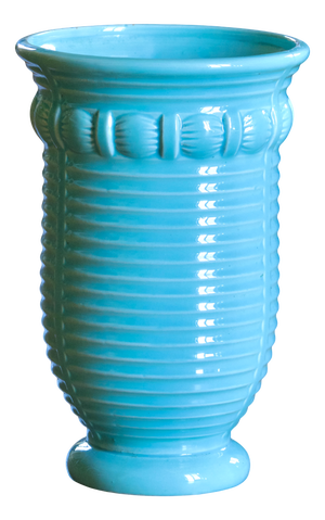 Large Antique Art Deco Turquoise Glazed Ceramic Vase from Poël Laval, 1920s