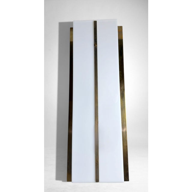 Metal Late 20th Century Romeo Rega Style Large Italian Brass and Opaline Plexiglass Wall Sconces - a Pair For Sale - Image 7 of 18
