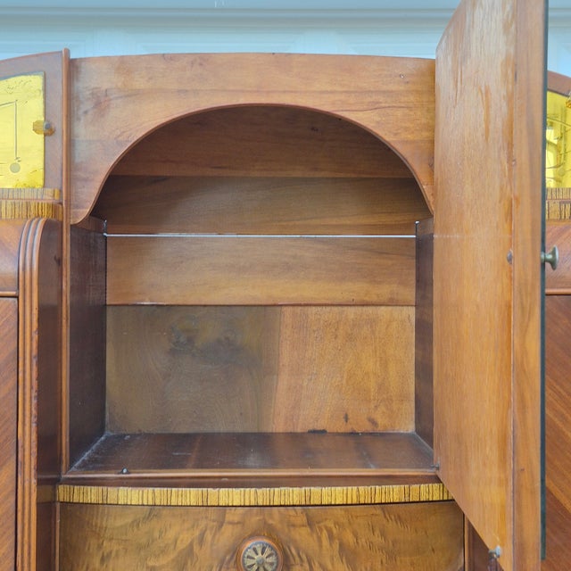 1930s Art Deco Waterfall Double Chifferobe Armoire W/ Secretary Desk For Sale - Image 4 of 16