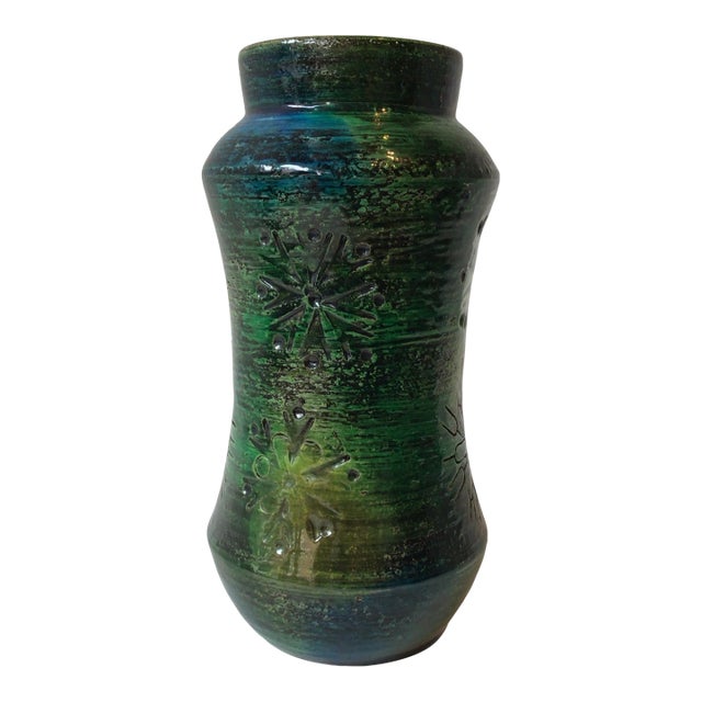 1960s Bitossi Green Ceramic Vase For Sale