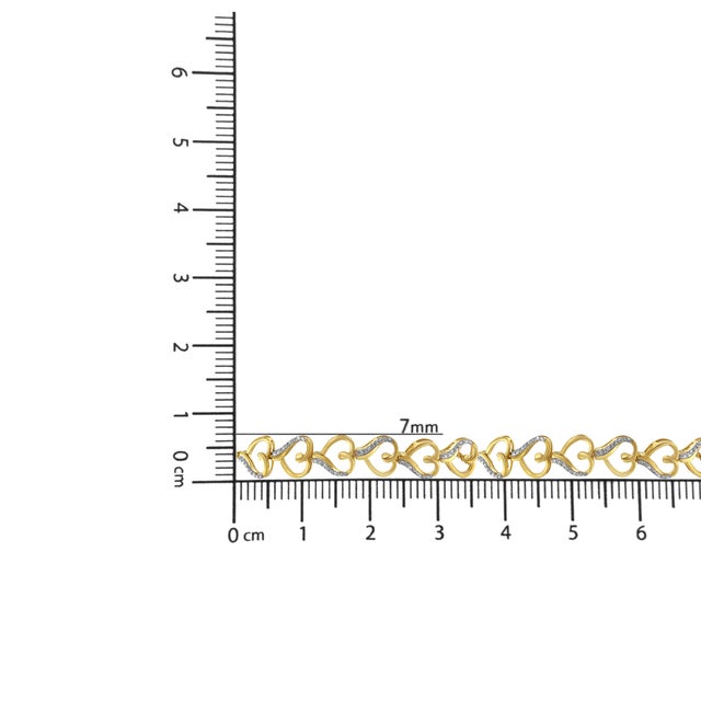 Early 21st Century 10K Yellow Gold over .925 Sterling Silver Diamond Accented Open Hearts 6���-9��� Adjustable Chain Bolo Bracelet (H-I Color, I2-I3 Clarity) For Sale - Image 5 of 5