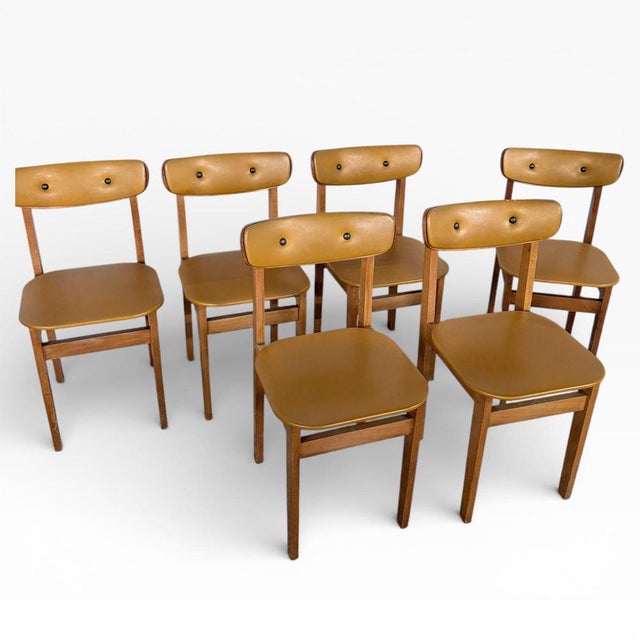 Yellow Vinyl Butterfly Back Dining Chairs, 1950s, Set of 6 For Sale - Image 3 of 7