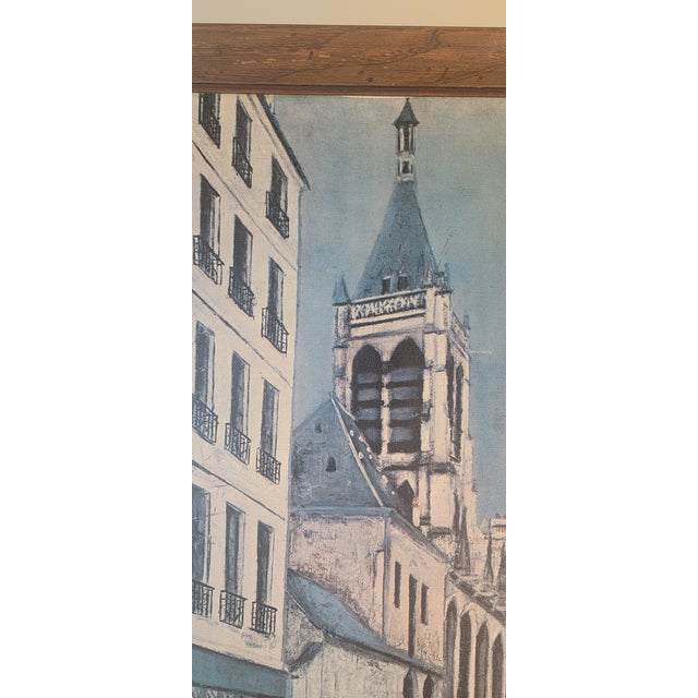 Wood Licensed Mid-Century Lithograph Print on Canvas of the Church of Saint-Séverin by 20th Century Artist Maurice Utrillo V. For Sale - Image 7 of 18