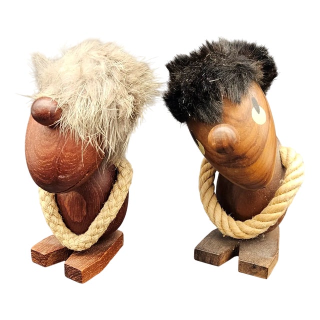 Optimist and Pessimist Figurines in Teak by Hans Bolling Orskov, 1950s, Set of 2 For Sale
