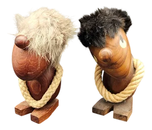 Optimist and Pessimist Figurines in Teak by Hans Bolling Orskov, 1950s, Set of 2